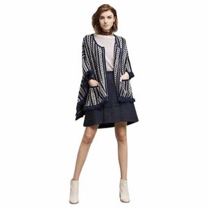 🆕 Anthropologie Sleeping On Snow Blue Poncho Coat